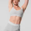 4” High-Waist Alosoft Heart Throb Şort - Atletik Melanj Gri/Beyaz