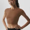 Alosoft Crop Finesse Kısa Kollu - Güneşten Öpülmüş Kahverengi