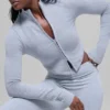 Dikişsiz İki Tonlu Ribana Ceket - Kış Donu Melanj