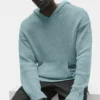 Dokulu Örme Kapüşonlu Kapüşonlu Sweatshirt - Çöl Adaçayı