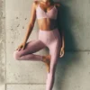 High-Waist Airlift 7/8 İnce Çizgili Tayt - Vintage Pembe