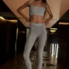 High-Waist Alosoft 7/8 Relay Tayt - Atletik Melanj Gri/Beyaz