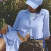 Kısa Unmatched Uzun Kollu - Açık Provence Mavisi