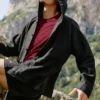 Linen Days Düğmeli Kapüşonlu Kapüşonlu Sweatshirt - Siyah