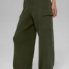 Scholar Örme High-Waist Kargo Pantolon - Zeytin Yeşili