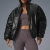 Suni Deri Premier Bomber Ceket - Siyah