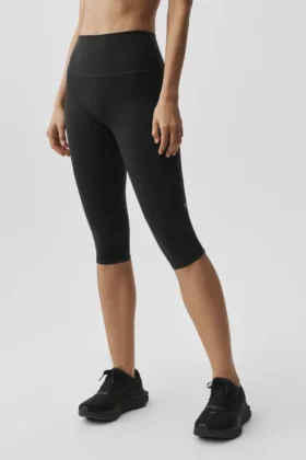 16" High-Waist Airbrush Kapri - Siyah
