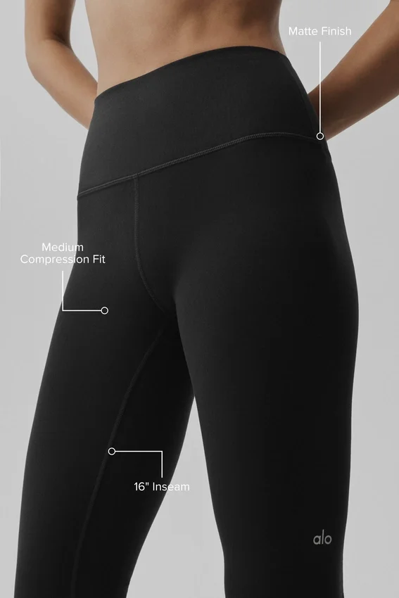 16" High-Waist Airbrush Kapri - Siyah