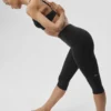 16" High-Waist Airbrush Kapri - Siyah