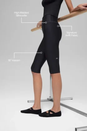 16” High-Waist Airlift Kapri – Siyah