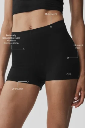 2″ Alo Softsculpt Orta Bel Şort – Siyah