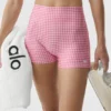 3" Airlift Gingham High-Waist Şık Şort - Cennet Pembesi Gingham