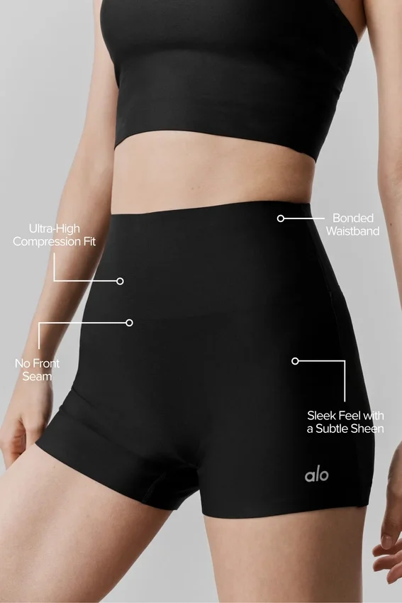 3" Airlift High-Waist Sleek Şort - Siyah