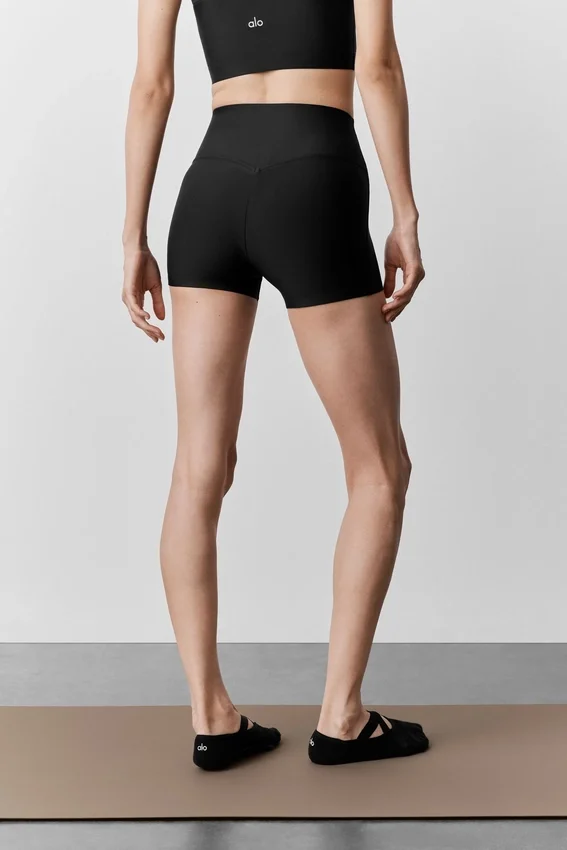 3" Airlift High-Waist Sleek Şort - Siyah