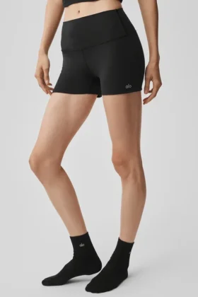 3″ High-Waist Alosoft Carefree Şort – Siyah