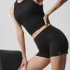 3" High-Waist Alosoft Carefree Şort - Siyah