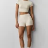 3" High-Waist Alosoft Carefree Şort - Yulaf Rengi Melanj