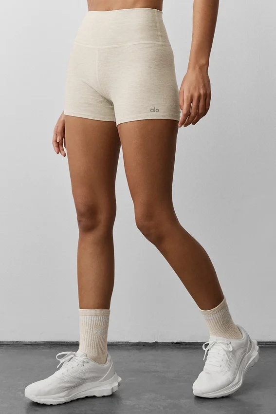 3" High-Waist Alosoft Carefree Şort - Yulaf Rengi Melanj