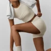 3" High-Waist Alosoft Carefree Şort - Yulaf Rengi Melanj
