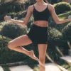 4" Dikişsiz Modal Nervürlü High-Waist Şort - Siyah