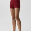 4" Dikişsiz Modal Nervürlü High-Waist Şort - Summer Romance Red
