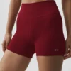 4" Dikişsiz Modal Nervürlü High-Waist Şort - Summer Romance Red