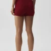 4" Dikişsiz Modal Nervürlü High-Waist Şort - Summer Romance Red