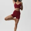 4" Dikişsiz Modal Nervürlü High-Waist Şort - Summer Romance Red