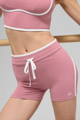 4″ High-Waist Airbrush Race Pace Şort – Pembe Yabani Gül/Beyaz