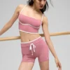 4" High-Waist Airbrush Race Pace Şort - Pembe Yabani Gül/Beyaz