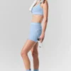 4” High-Waist Alosoft Heart Throb Şort - Deniz Kabuğu Mavisi Melanj/Beyaz