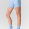 4” High-Waist Alosoft Heart Throb Şort - Deniz Kabuğu Mavisi Melanj/Beyaz