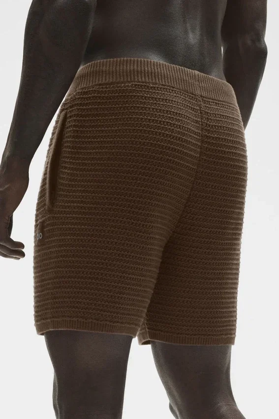 5" Düz Örme Şort - Espresso