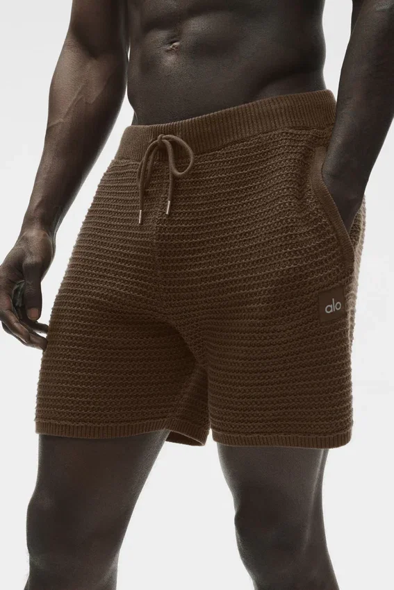 5" Düz Örme Şort - Espresso