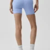 5" High-Waist Airbrush Biker Şort - Açık Provence Mavisi