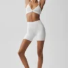 5" High-Waist Airbrush Bisikletçi Şortu - Beyaz
