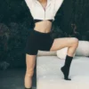 5" High-Waist Airbrush Bisikletçi Şortu - Siyah