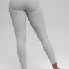 7/8 High-Waist Alosoft Heart Throb Tayt - Atletik Melanj Gri/Beyaz
