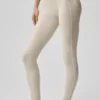 7/8 High-Waist Alosoft Heart Throb Tayt - Yulaf Rengi Melanj/Beyaz