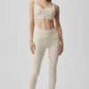 7/8 High-Waist Alosoft Heart Throb Tayt - Yulaf Rengi Melanj/Beyaz
