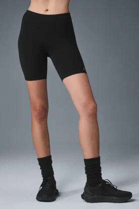 7" High-Waist Bisikletçi Şortu - Siyah
