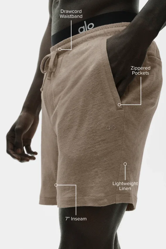 7" Keten Jersey Coastal Şort - Gravel