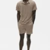 Keten Jersey Coastal Kısa Kollu Polo - Gravel