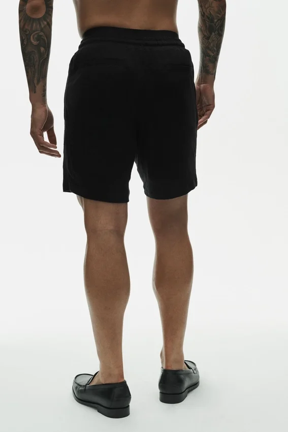 7" Keten Jersey Coastal Şort - Siyah