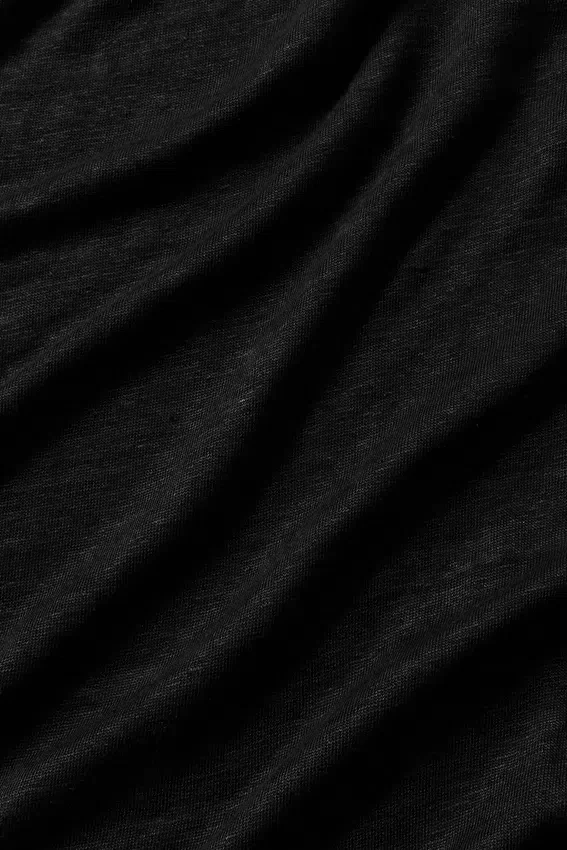 Linen Jersey Coastal Uzun Kollu Düğmeli - Siyah