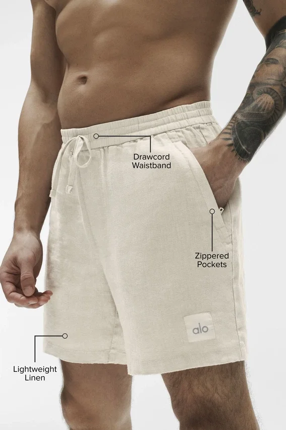 7" Linen Days Şort - Kemik Rengi