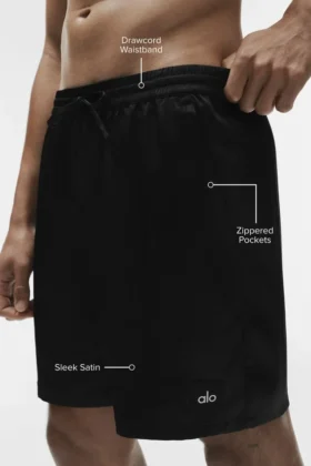 7″ Saten Horizon Şort – Siyah
