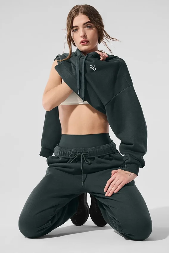 Accolade Kapüşonlu Sweatshirt - Kömür Yeşili