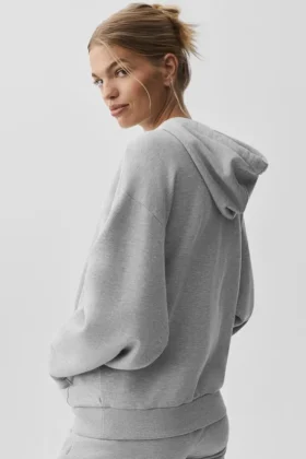Accolade Tam Fermuarlı Kapüşonlu Sweatshirt – Atletik Melanj Gri