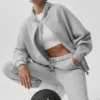 Accolade Tam Fermuarlı Kapüşonlu Sweatshirt - Atletik Melanj Gri